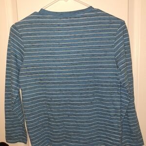 Blue and white stripe boys long sleeve shirt size 8
